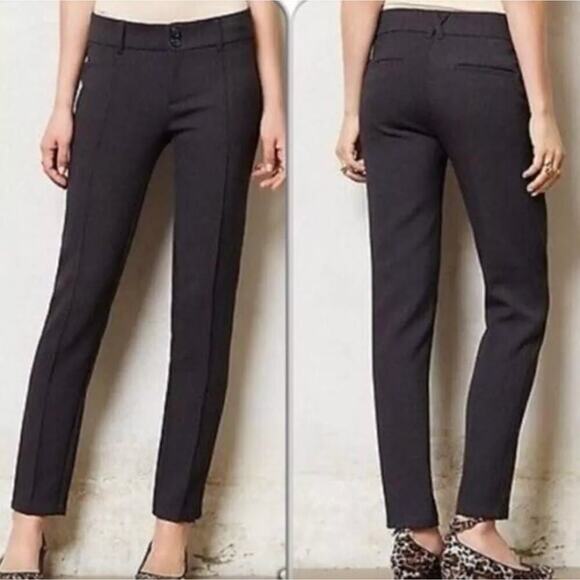 Anthropologie Cartonnier Charcoal Gray Seamed Charlie Ankle Pants • Size 0 ⬇️ - Picture 1 of 4